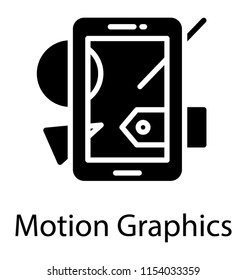 
A screen of smartphone with some tools on it, motion picture concept 
