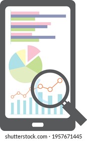 The screen of the smartphone that is searching and displaying the graph