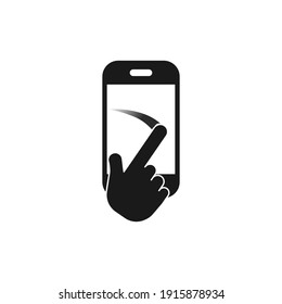 Screen swipe icon vector illustration. Vector illustration isolated on a blank background that can be edited and replaced with color. Perfect for labels on phone icon.