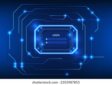 Screen technology background Login screen with a circuit board surrounding it It is a vector illustration designed to look modern and high-tech. Suitable for work related to technology.