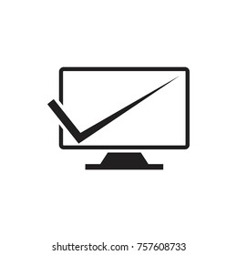 Screen with tick icon logo design vector