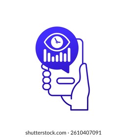 screen time control icon with phone, eye and clock