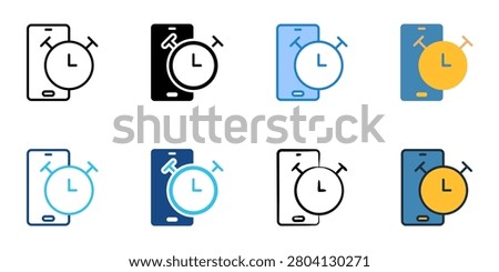 Screen time control icons set multiple style collection. Editable stroke 
