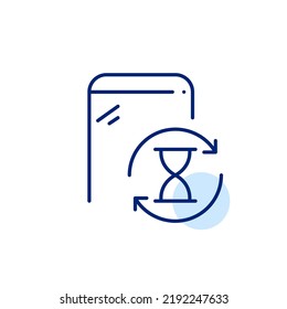 Screen time limit on smartphone. Pixel perfect, editable stroke line art icon