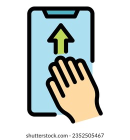 Screen touch icon outline vector. Digital app. Hand smartphone color flat