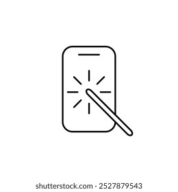 Diseño delgado del Vector del icono del contorno del tacto de la pantalla bueno para el Web o el App móvil