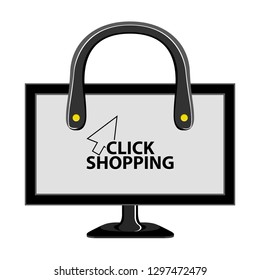Screen tv with handle. Vector illustration design