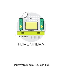 Screen Tv Home Digital Cinema Audio Speaker Set Icon Vector Illustration