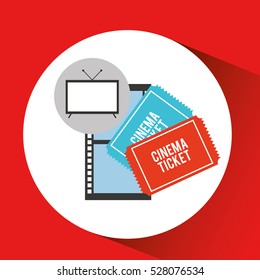 screen tv movie cinema ticket strip film vector illustration eps 10