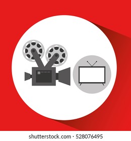 screen tv movie retro camera film vector illustration eps 10