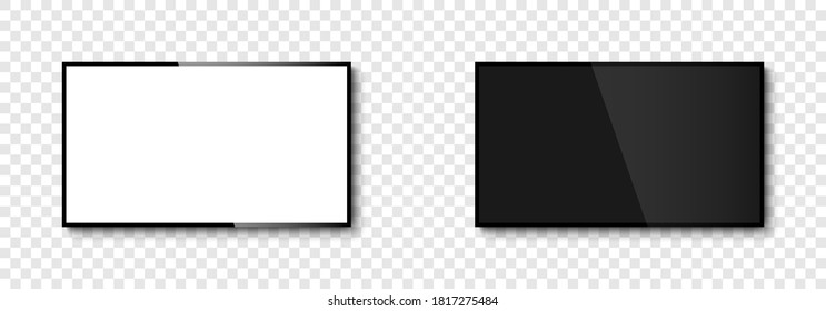 Screen TV. Tv with white and black screens. Realistic mockup tv screen. Vector illustration