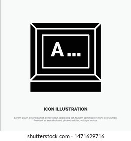 Screen, Typing, Text, Monitor solid Glyph Icon vector