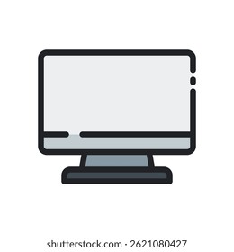 Screen Vector for Digital Interface and Display Concept – Monitor illustration, online platform symbol, tech UI design. Filled Line Icon