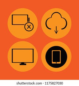 screen vector icons set. with empty battery, monitor, download and mobile phone in set