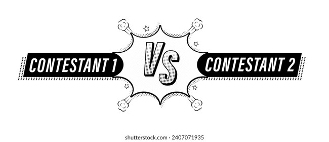 Screen vs. Title battle versus, conflict duel between teams. Competition Anti Anti Vector Background Template. Idea for web banners. Comic text sound effects. Vector illustration