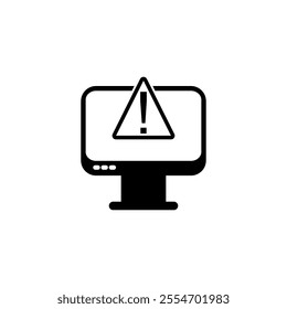 Screen and warning icon. Risk management icon vector