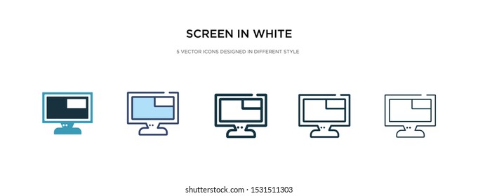 screen in white icon in different style vector illustration. two colored and black screen in white vector icons designed filled, outline, line and stroke style can be used for web, mobile, ui