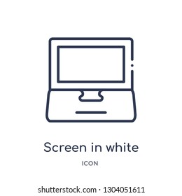 screen in white icon from user interface outline collection. Thin line screen in white icon isolated on white background.