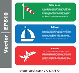 Screen for wind cone, sailboat, passenger plane, websites and mobile applications.
