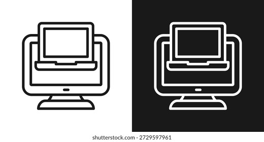 Icono de ventana de pantalla en estilo de línea en blanco y negro