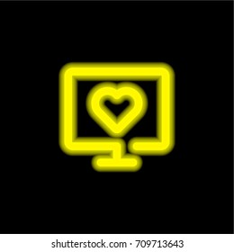 Screen yellow glowing neon ui ux icon. Glowing sign logo vector