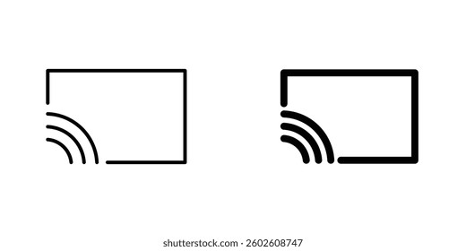 Screencast flat Icons in line outline and flat solid style on white background