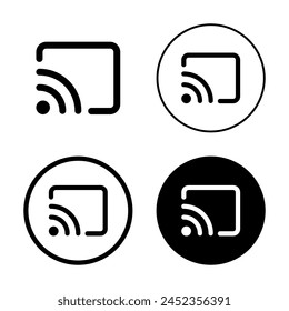 Screencast icon set in generic style. Cast sign symbol