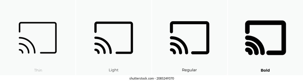 screencast icon. Thin, Light Regular And Bold style design isolated on white background