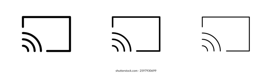 Screencast thin line vector icon set.