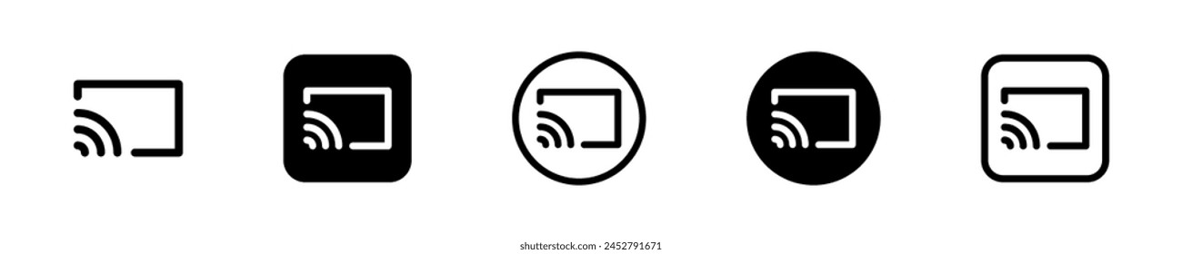 Screencast Vektor-Symbole gesetzt. Schwarze Screencast-Symbole.