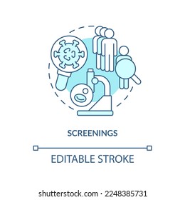 Screenings blue concept icon. Detect disease. Chronic disease management abstract idea thin line illustration. Isolated outline drawing. Editable stroke. Arial, Myriad Pro-Bold fonts used