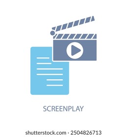 screenplay concept line icon. Simple element illustration.screenplay concept outline symbol design.