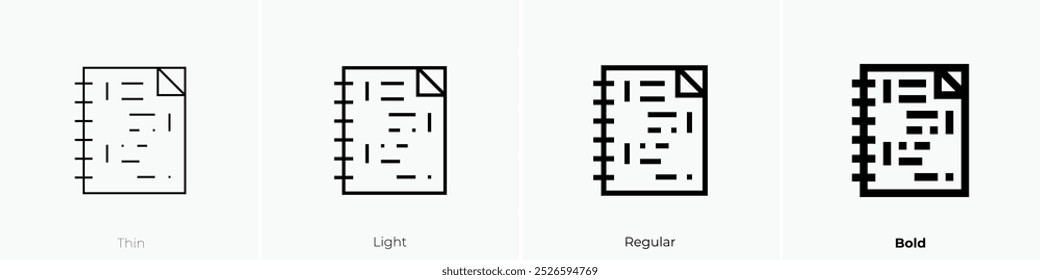 screenplay icon. Thin, Light Regular And Bold style design isolated on white background