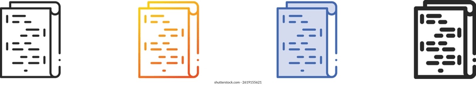 screenplay icon.Thin Linear, gradiente, traço azul e negrito estilo design isolado no fundo branco