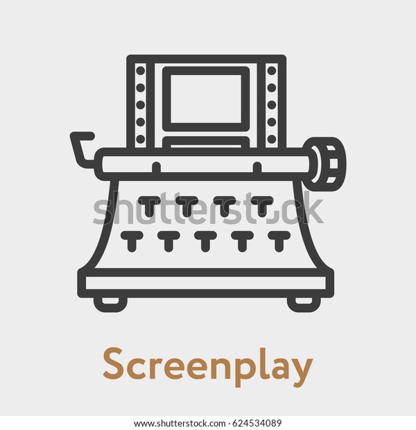 Screenplay Movie Script Typewriter Minimal Flat Stock Vector (Royalty