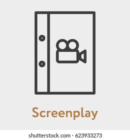 Screenplay Script Book Minimal Flat Line Outline Stroke Icon Pictogram Symbol