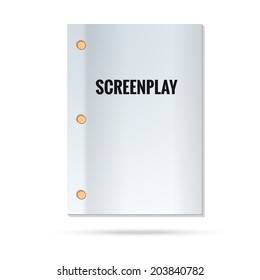 A screenplay which is bound with three solid brass fasteners. Vector illustration 