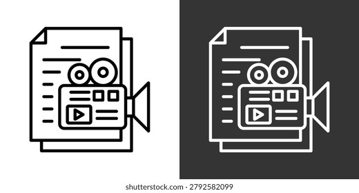 Screenplay White And Black Icon Set Collection Pack Vector Illustration