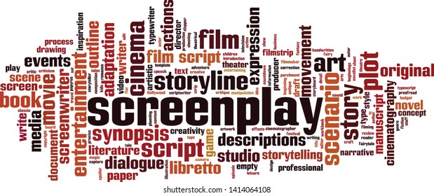 Screenplay word cloud concept. Collage made of words about screenplay. Vector illustration