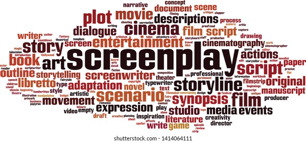 Screenplay word cloud concept. Collage made of words about screenplay. Vector illustration