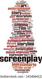 Screenplay word cloud concept. Collage made of words about screenplay. Vector illustration