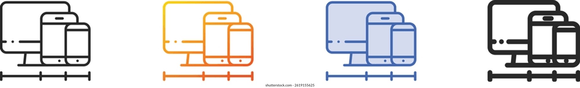 screens icon.Thin Linear, Gradient, Blue Stroke and bold Style Design Isolated On White Background