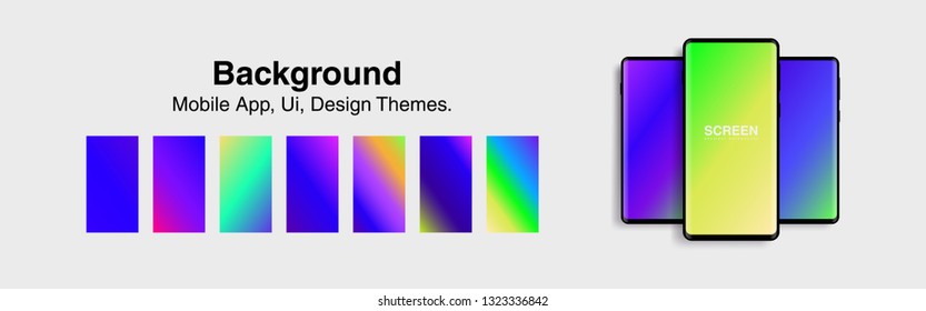 Screens vibrant gradient set background for smartphones and mobile phones. Background for mobile app, ui, design theme. vector