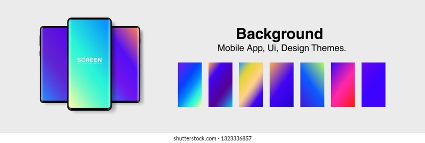 Screens vibrant gradient set background for smartphones and mobile phones. Background for mobile app, ui, design theme. vector