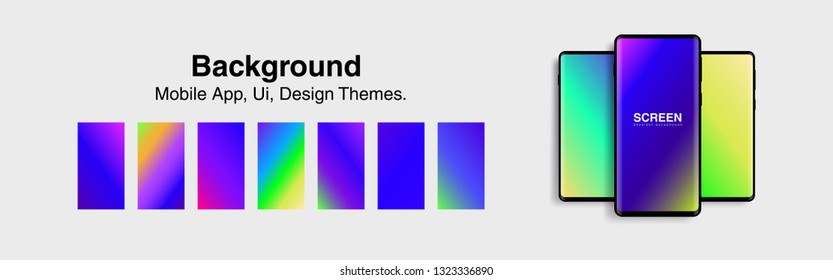 Screens vibrant gradient set background for smartphones and mobile phones. Background for mobile app, ui, design theme. vector