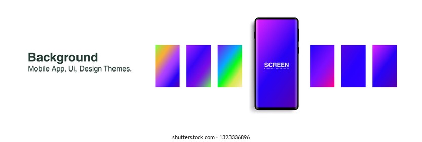 Screens vibrant gradient set background for smartphones and mobile phones. Background for mobile app, ui, design theme. vector