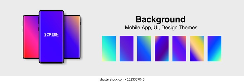 Screens vibrant gradient set background for smartphones and mobile phones. Background for mobile app, ui, design theme. vector
