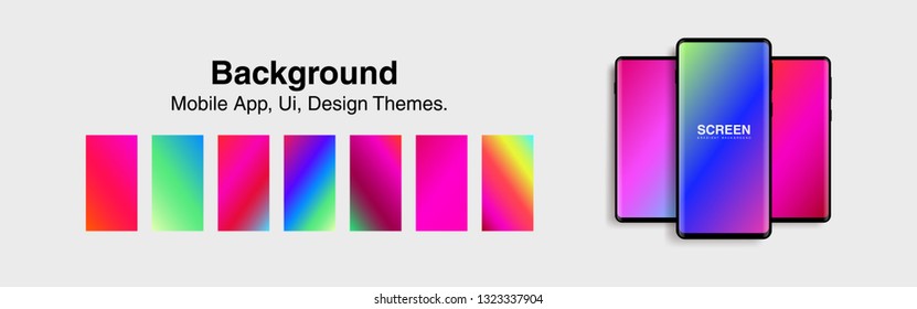 Screens vibrant gradient set background for smartphones and mobile phones. Background for mobile app, ui, design theme. vector