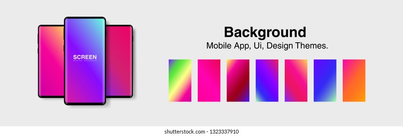 Screens vibrant gradient set background for smartphones and mobile phones. Background for mobile app, ui, design theme. vector