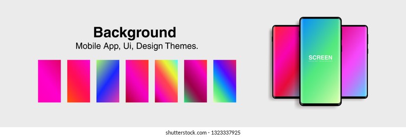 Screens vibrant gradient set background for smartphones and mobile phones. Background for mobile app, ui, design theme. vector